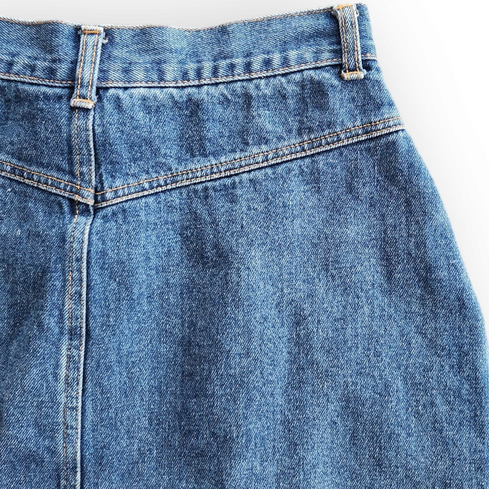 Vintage Collections High Waisted Cut Off Jean Skirt Denim 80s Skirt 26 - Picture 6 of 7